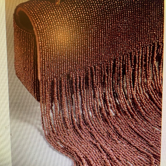 ❤️ ANTHROPOLOGIE BROWN BEADED FRINGE BAG NEW - Picture 3 of 4